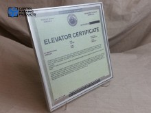 Elevator Inspection Certification Frame #1066